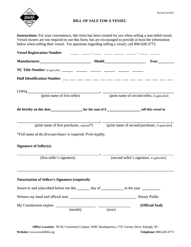 Watercraft bill of sale template
