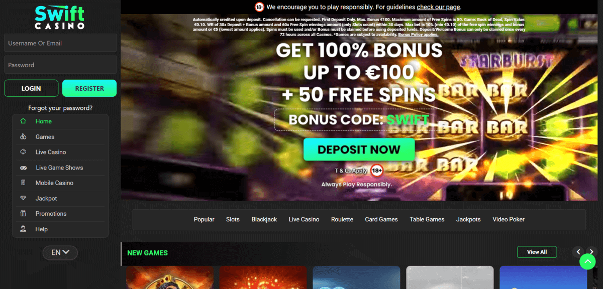 Swift Casino Oplev Spiluniverset Online